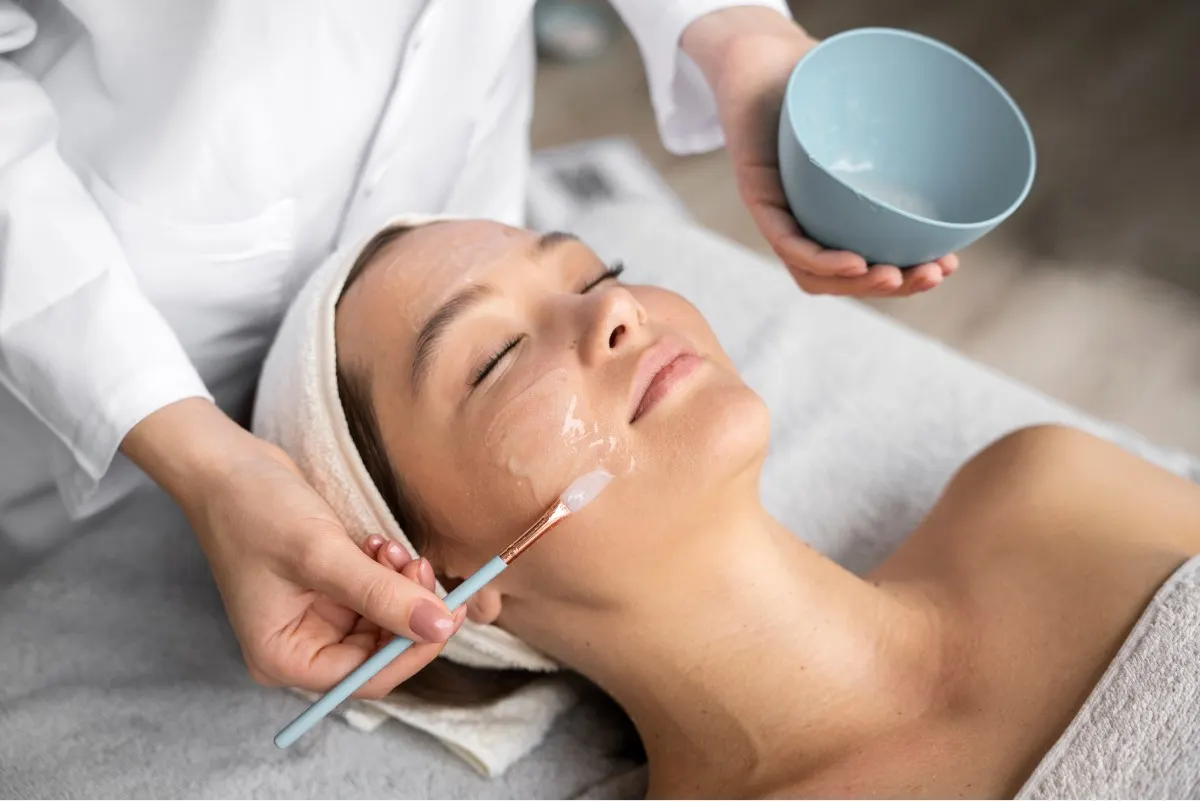 A facial treatment in progress